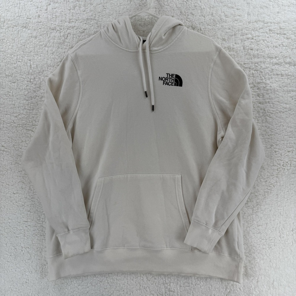 The North Face Womens XL Cream Ivory Camo Back Logo Pullover Hoodie Sweatshirt